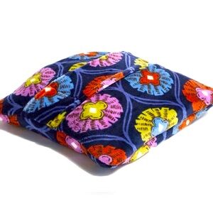 Vera Bradley Navy Floral Throw Blanket with Pink, Yellow, Orange & Blue Flowers